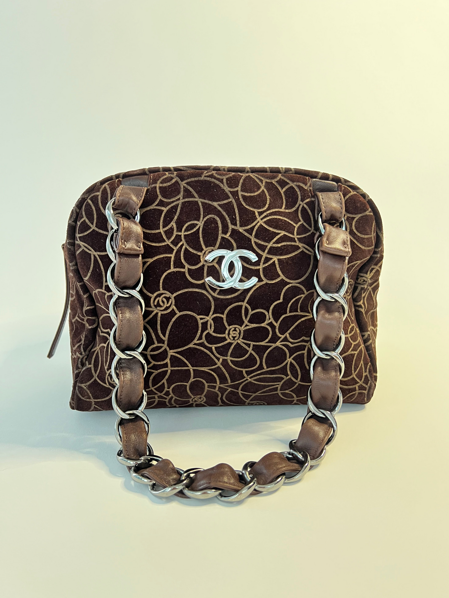 Chanel Suede Camellia Bag