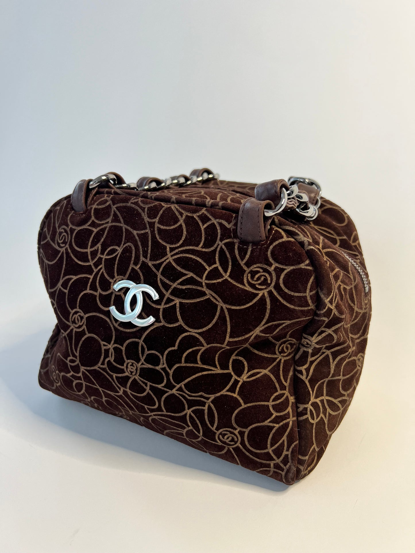Chanel Suede Camellia Bag