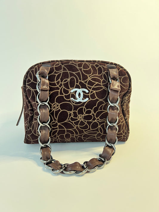 Chanel Suede Camellia Bag
