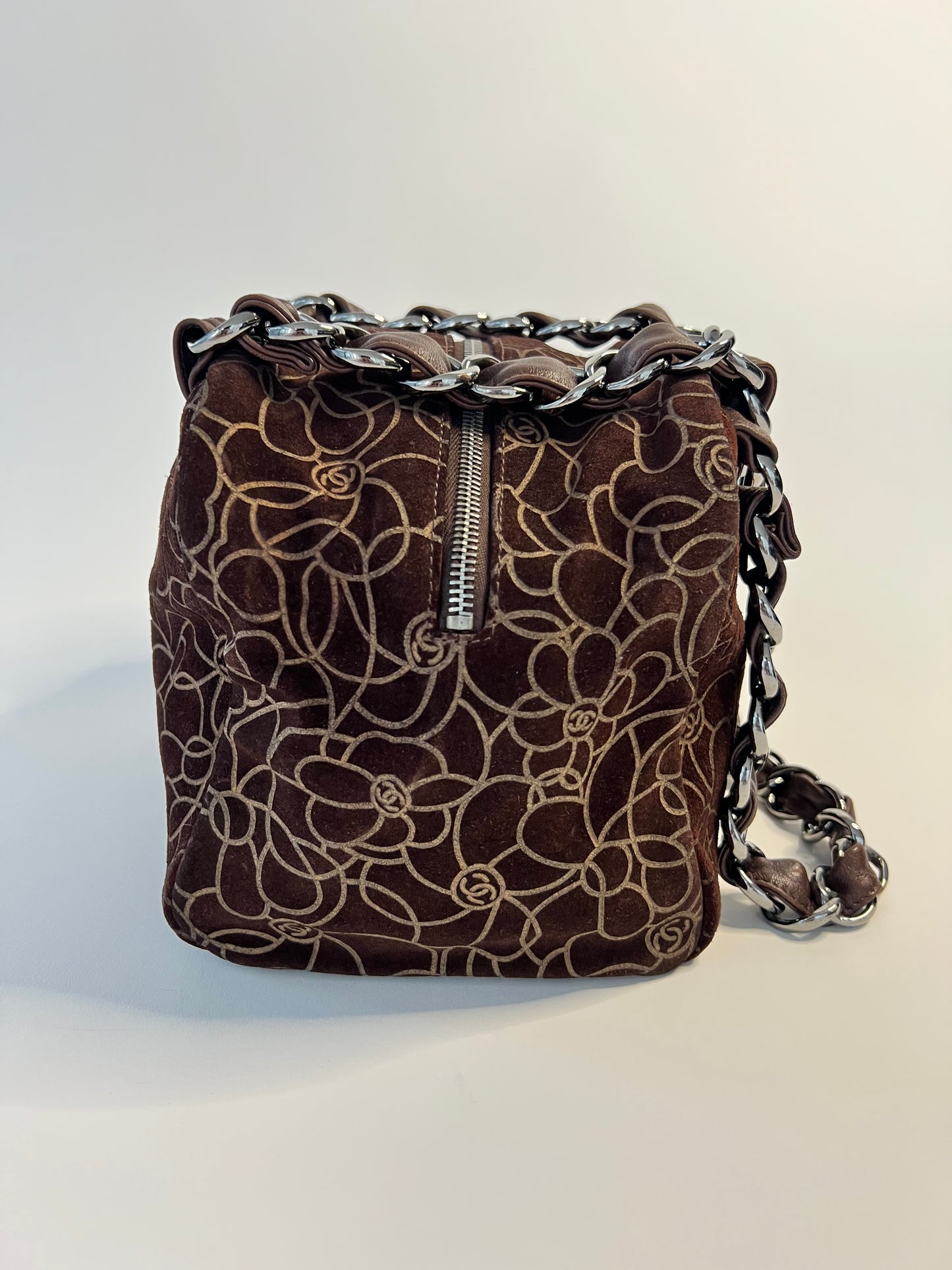 Chanel Suede Camellia Bag