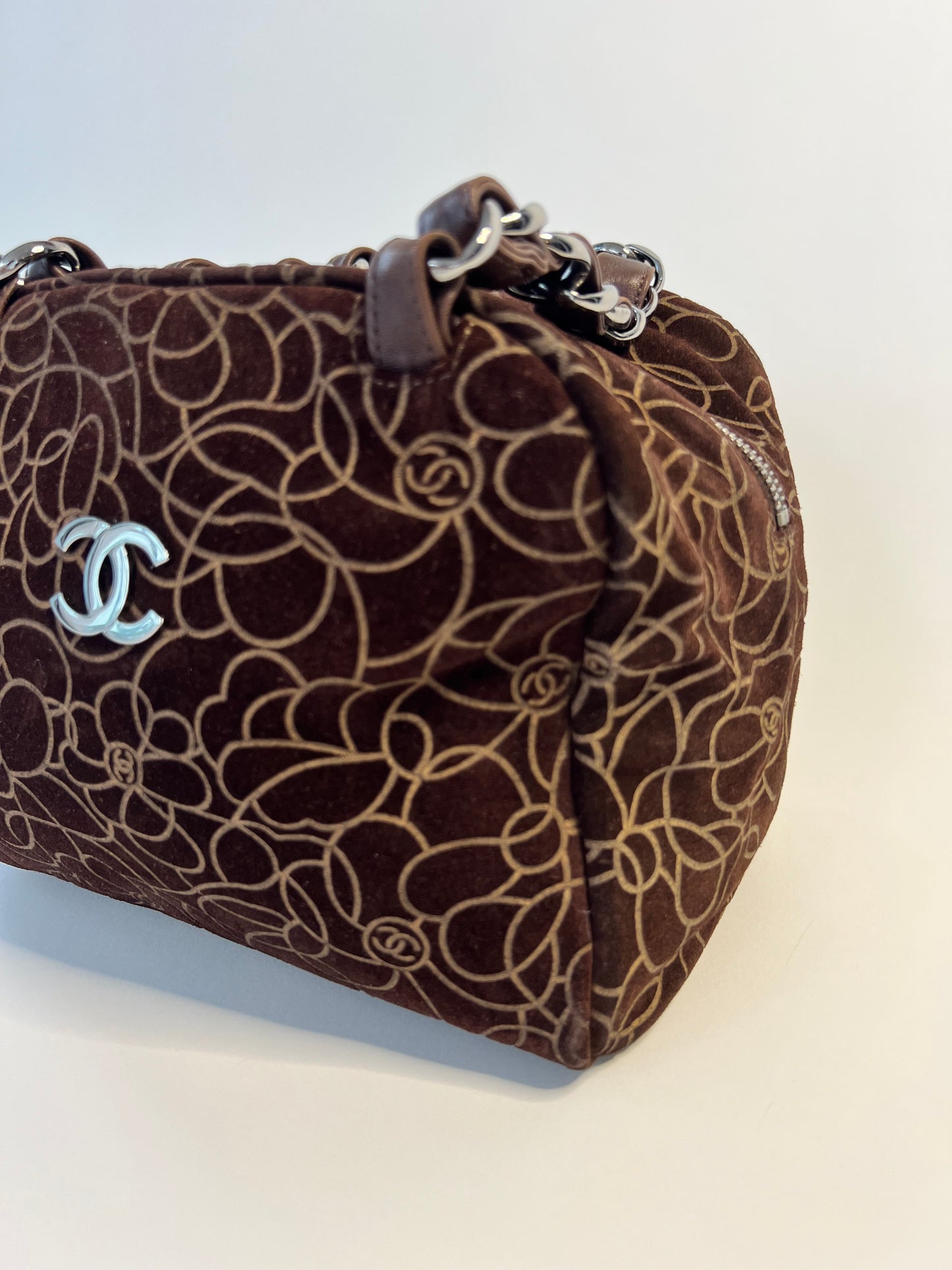 Chanel Suede Camellia Bag
